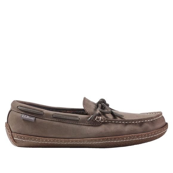 L.L. Bean Brown Slip-On Men's Handsewn Slippers Flannel-Lined Sz 11 - Picture 1 of 7
